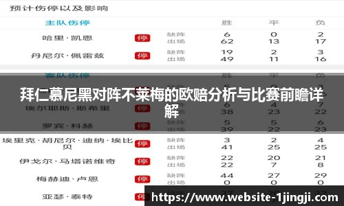 拜仁慕尼黑对阵不莱梅的欧赔分析与比赛前瞻详解